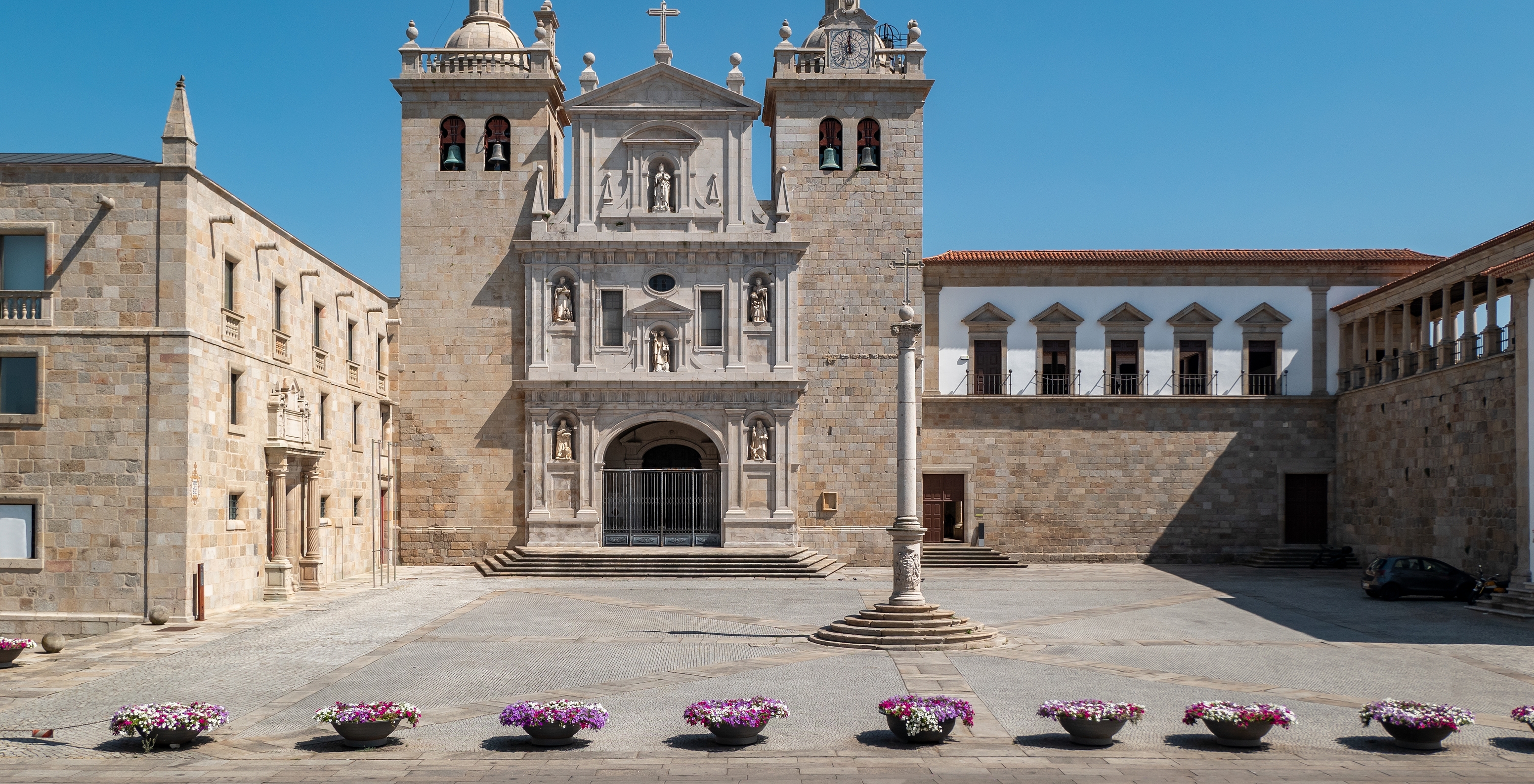 Exterior view of Viseu Cathedral architecture, a historical city landmark