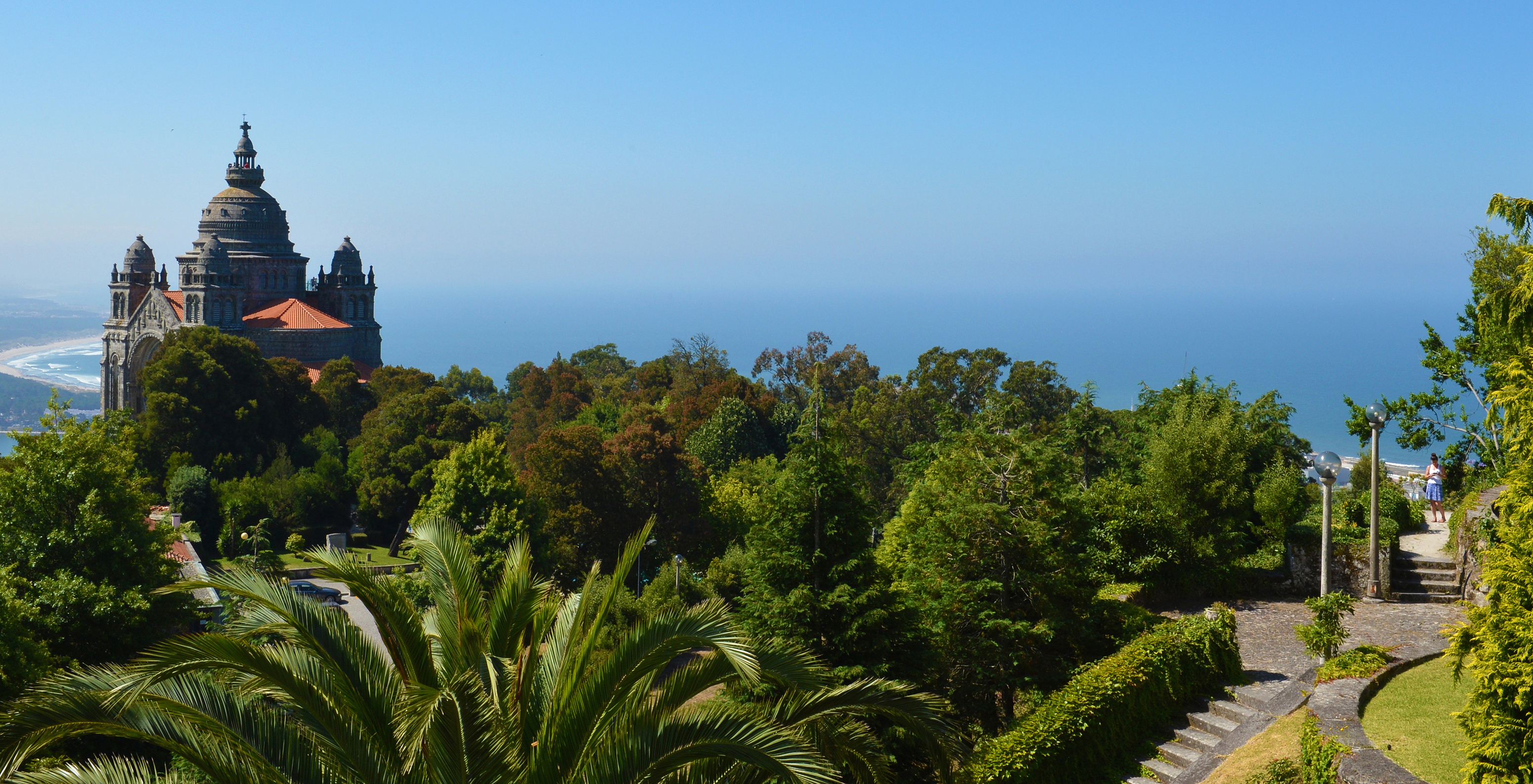 View of Pousada Viana do Castelo, historic hotel, towards Basilica of Santa Luzia