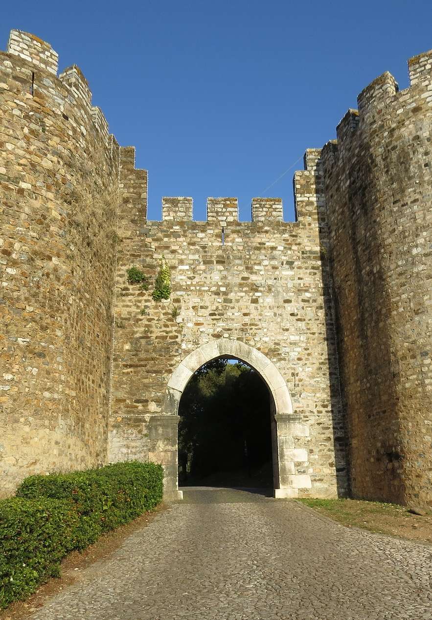 Entrance to Alandoral Castle surrounded by dense and robust walls that give access to a garden inside