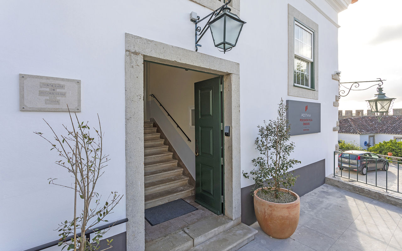 Entrance of Pousada Vila Óbidos, Charming Hotel in the Medieval Village of Óbidos with Santa Casa da Misericórdia