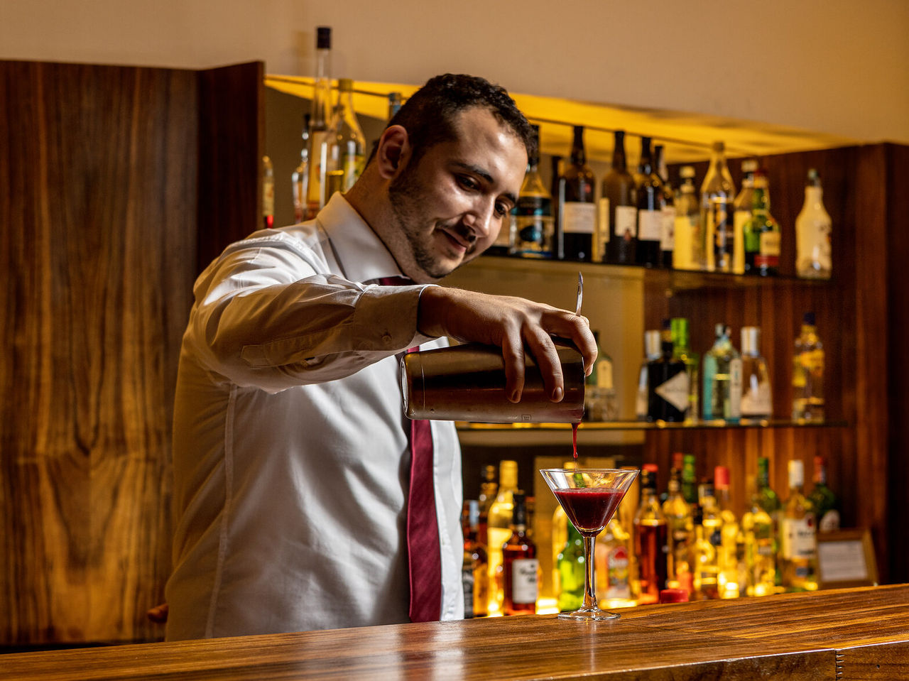 The bar Pousada Convento Tavira, of the Hotel in the Historic Center of Tavira, serves drinks such as Bloody Mary cocktails